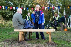 Helen McDermott and one of the new benches